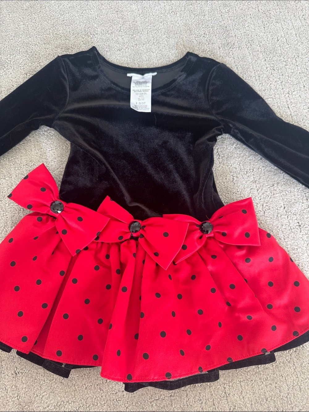3T Bonnie Baby Black and Red Polka Dot Party Dress